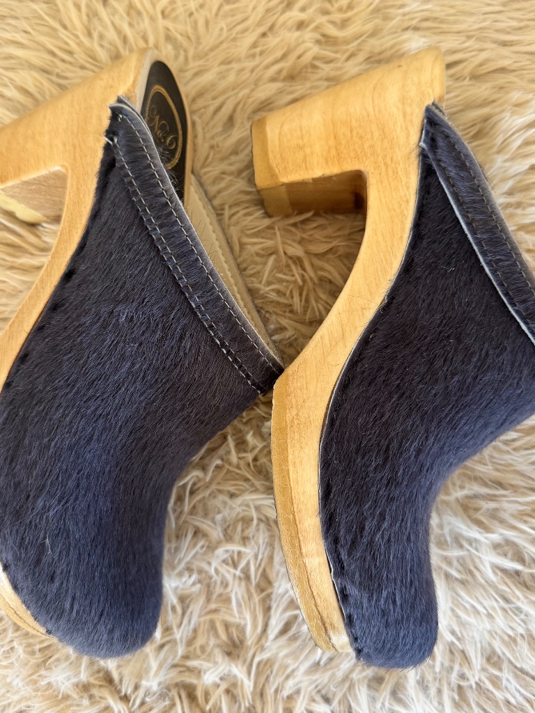 Like New No.6 Blue Suede Clogs With Wooden Heel — image 3 of 7